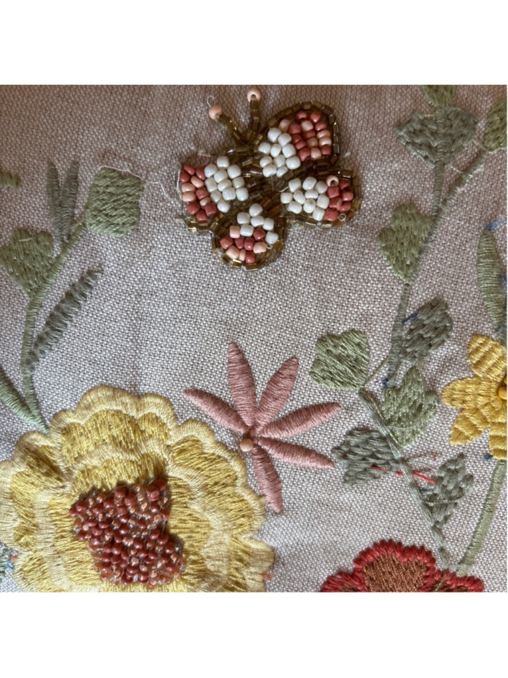 Pier 1 Floral Embroidered Accent Pillow One Size Beige Red - Picture 6 of 6
